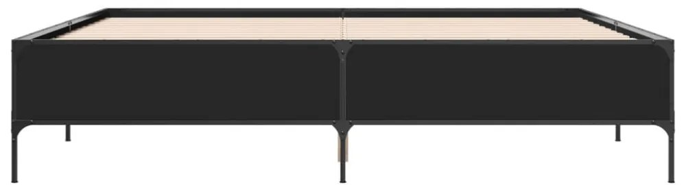 fekete szerelt fa és fém ágykeret 200 x 200 cm