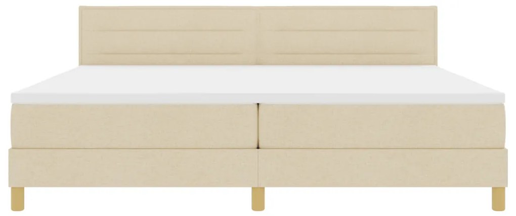 Box Spring Ágy Matraccal és LED-del Krém 200x200 cm Szövet
