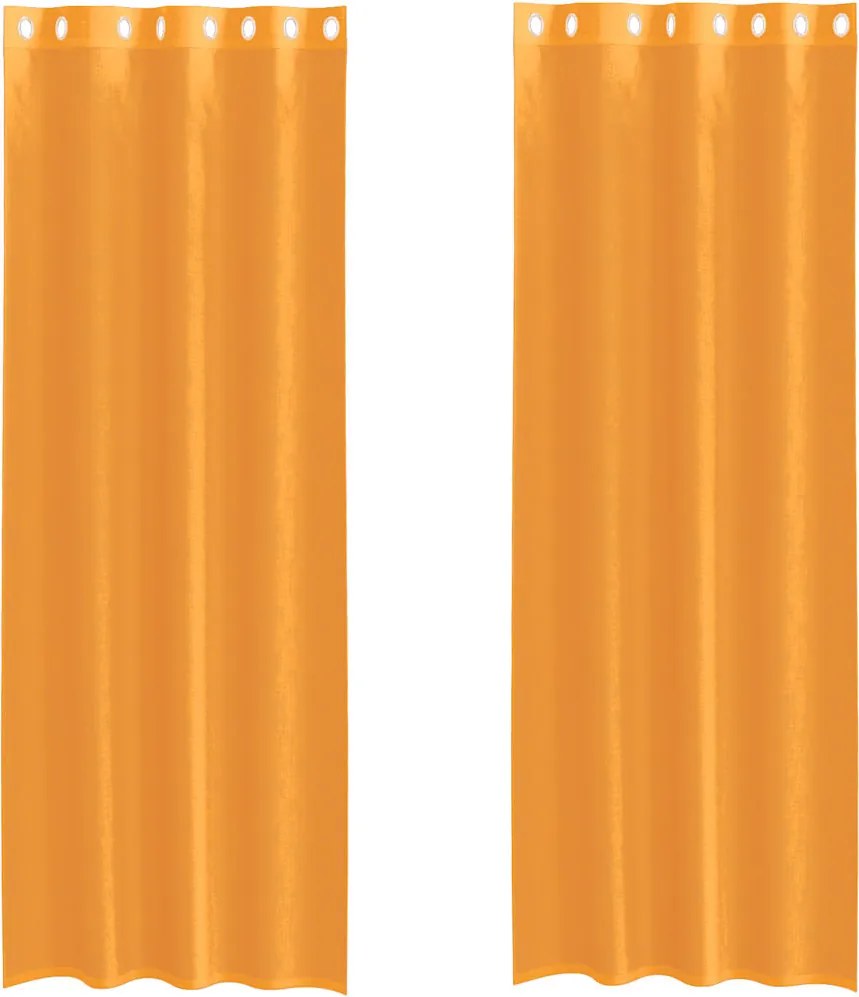 vidaXL 2 db narancssárga fátyolfüggönyök rojtokkal 140x300 cm