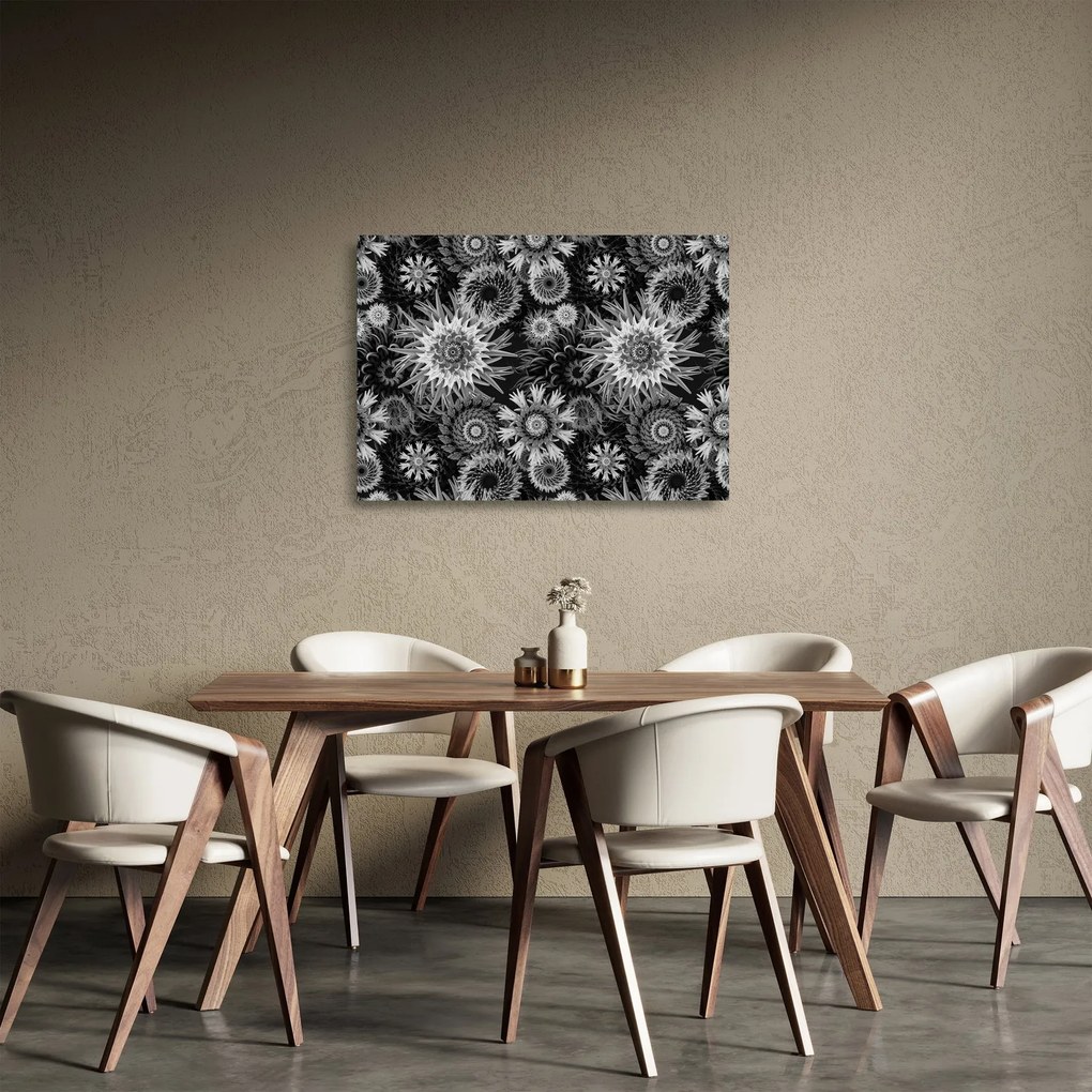 Üveg kép - Fekete és fehér gyűszűvirág (70x50 cm)