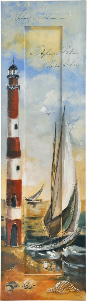 Kézzel festett olajfestmény Lámpás Vitorlák 108x32