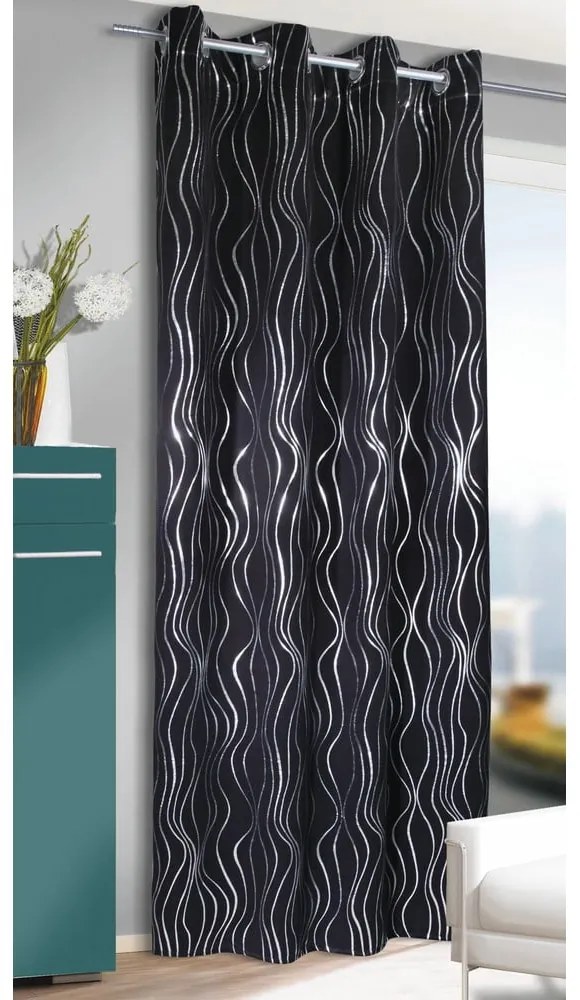 Fekete függöny 135x245 cm Waves – Sehlbach