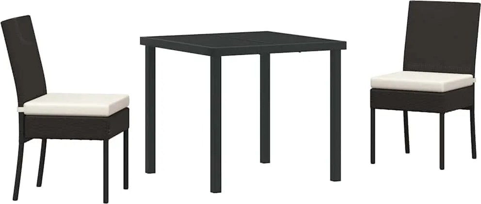 vidaXL Kert étkező szett 3 pcs Krém Porszórt acél