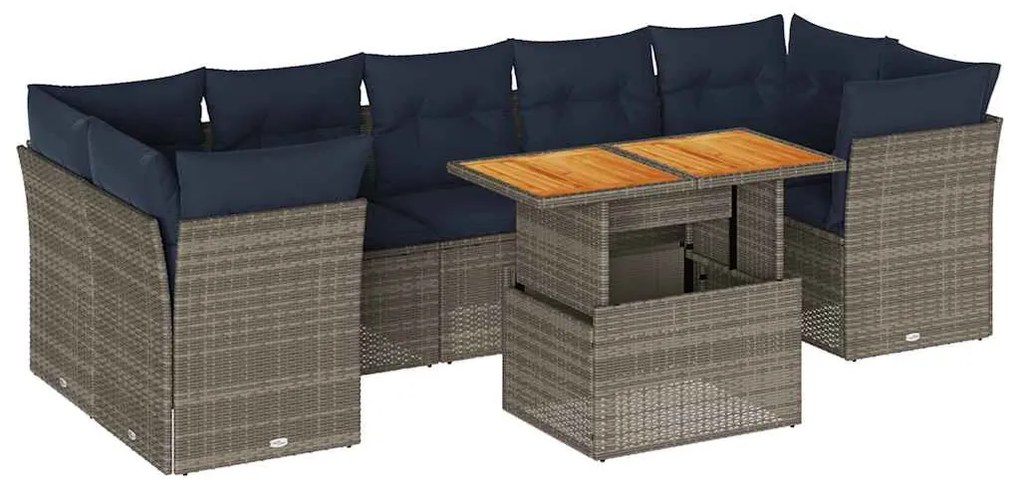 6 részes szürke polyrattan kerti ülőgarnitúra párnákkal