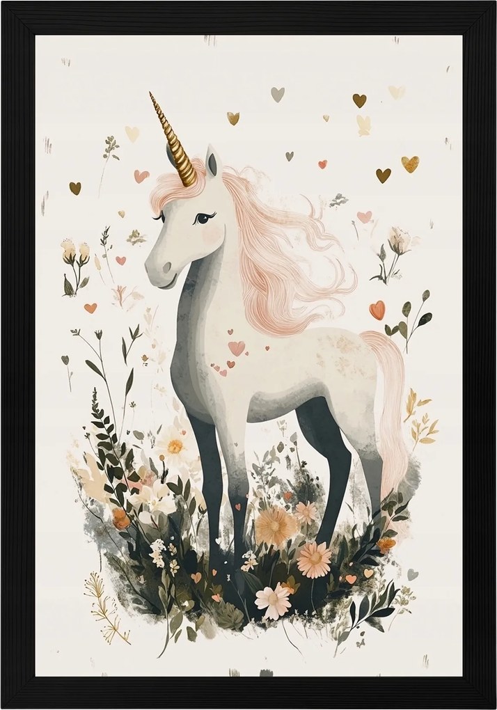 Poszter Keret Fa Gyerek Unikornis Virág Szív Mese Legenda 40x60