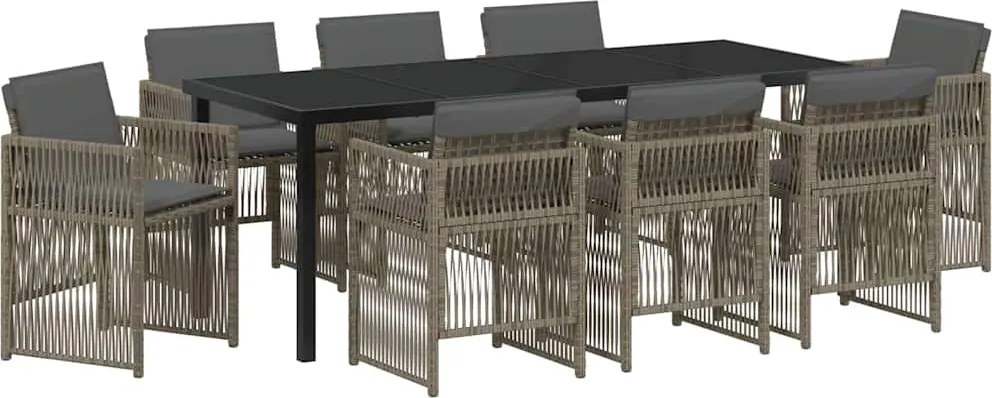 vidaXL Kert étkező szett 9 pcs Szürke Porszórt acél