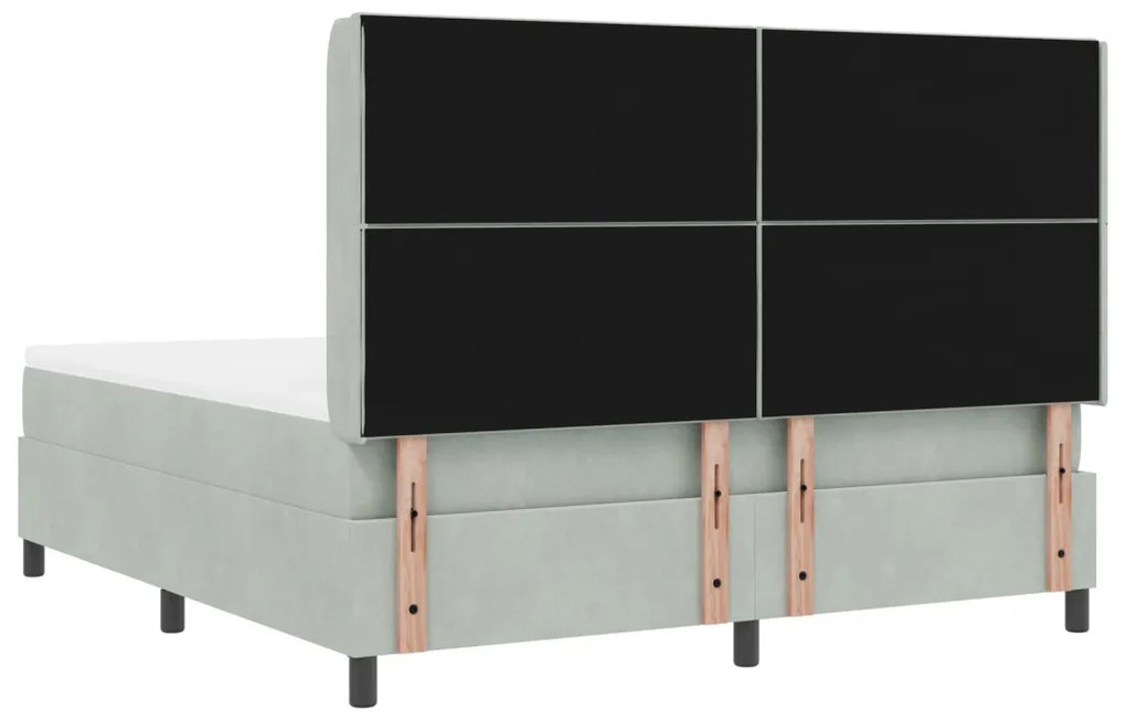 Boxspring Ágy Matrac és LED Világítás Szürke 180x200 cm Bársony