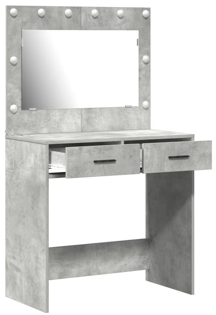 Sminktükör LED világítással Beton szürke 78,5x41x135 cm