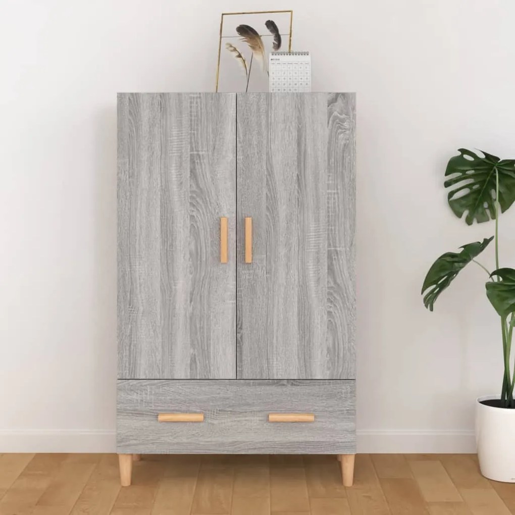 szürke sonoma színű szerelt fa magasszekrény 70 x 31 x 115 cm