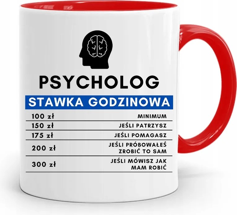 Pszichológus Pszichiáter Terapeuta Bögre Piros, fényképes nyomattal