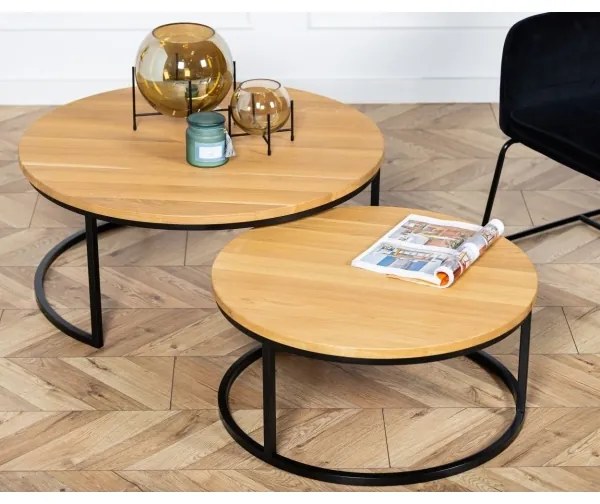 KÉSZLET 2x Kávésasztal OAKLOFT 38x90 cm fekete/tölgy