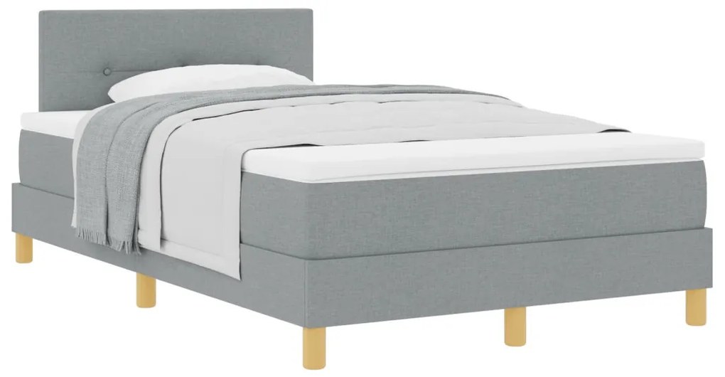 Box Spring ágy matraccal Világosszürke 120x190 cm Szövet