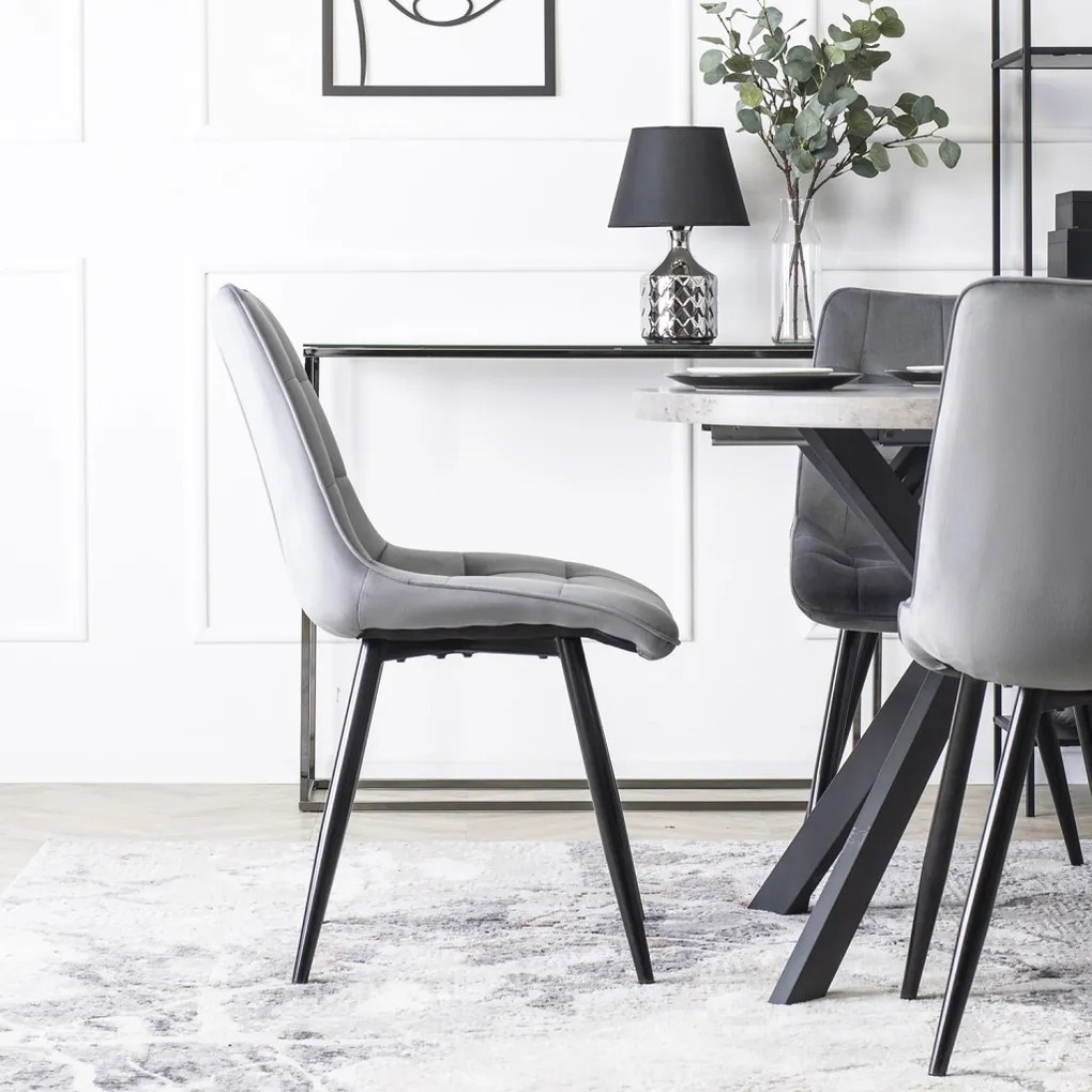 Szék szürke színben, bársony kárpittal. RIO