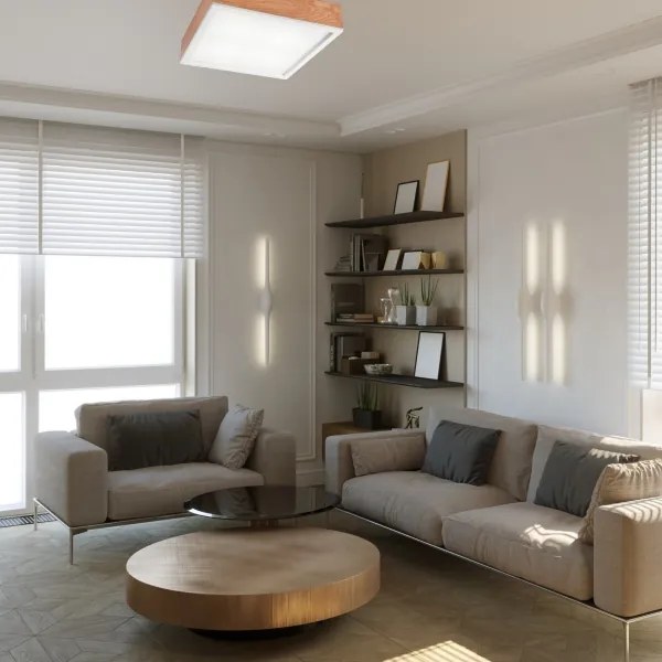 Mennyezeti lámpa OAK SQUARE 4xE27/15W/230V 39x39 cm tölgy/fehér