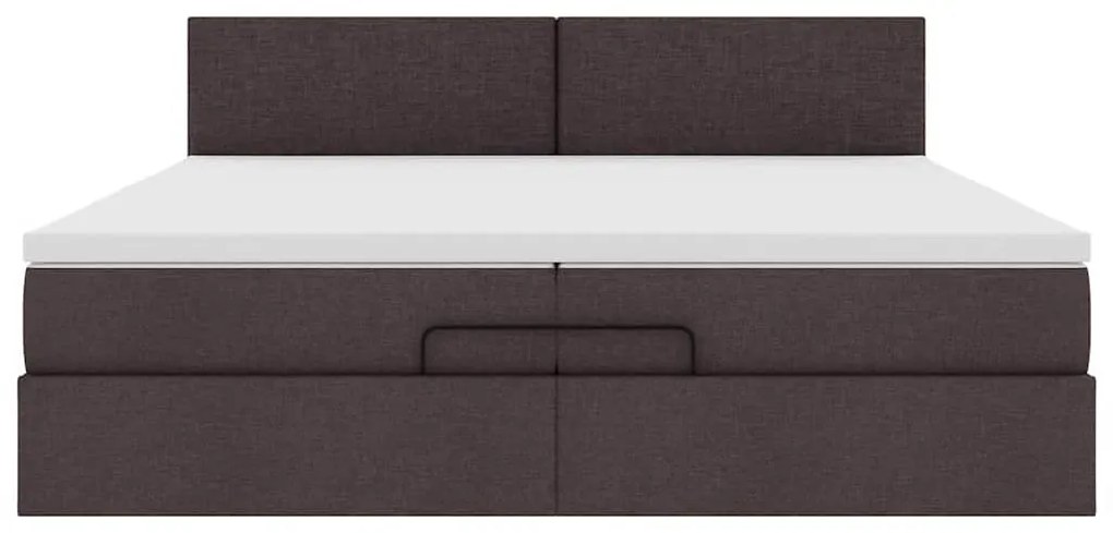 Ottomán ágykeret matraccal sötétbarna 200x200 cm szövet