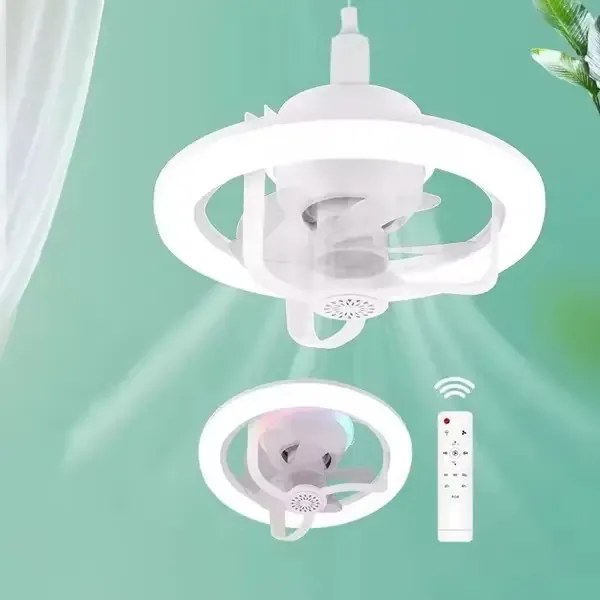 LED Csillár Lámpa Ventilátorral E27 Fehér Erős Fény Izzó