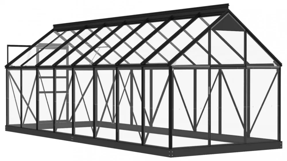 antracitszürke üveg és alumínium melegház 155 x 395,5 x 191 cm
