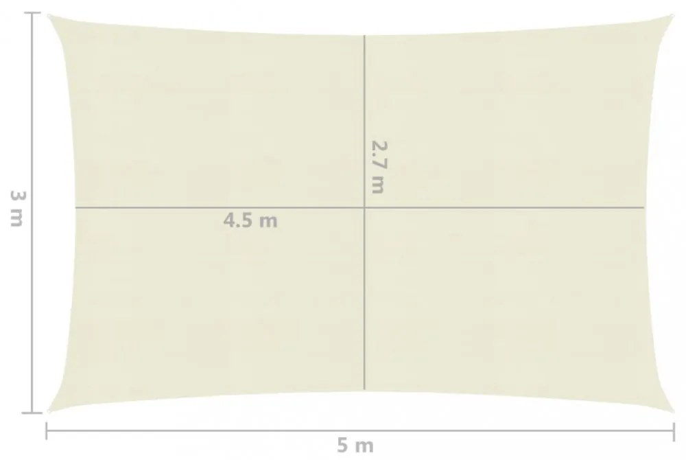 krémszínű HDPE napvitorla 160 g/m² 3 x 5 m