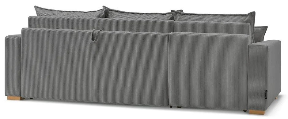 Szürke kordbársony kinyitható sarokkanapé (variálható) Augustin – Bobochic Paris