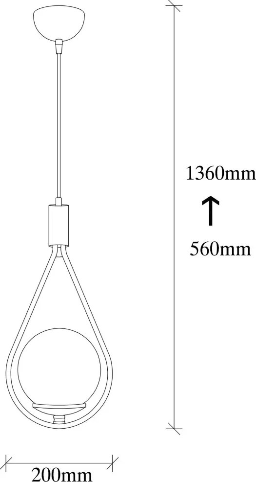 Mudoni MR-937 fekete vas és üveg függőlámpa, Ø15 cm