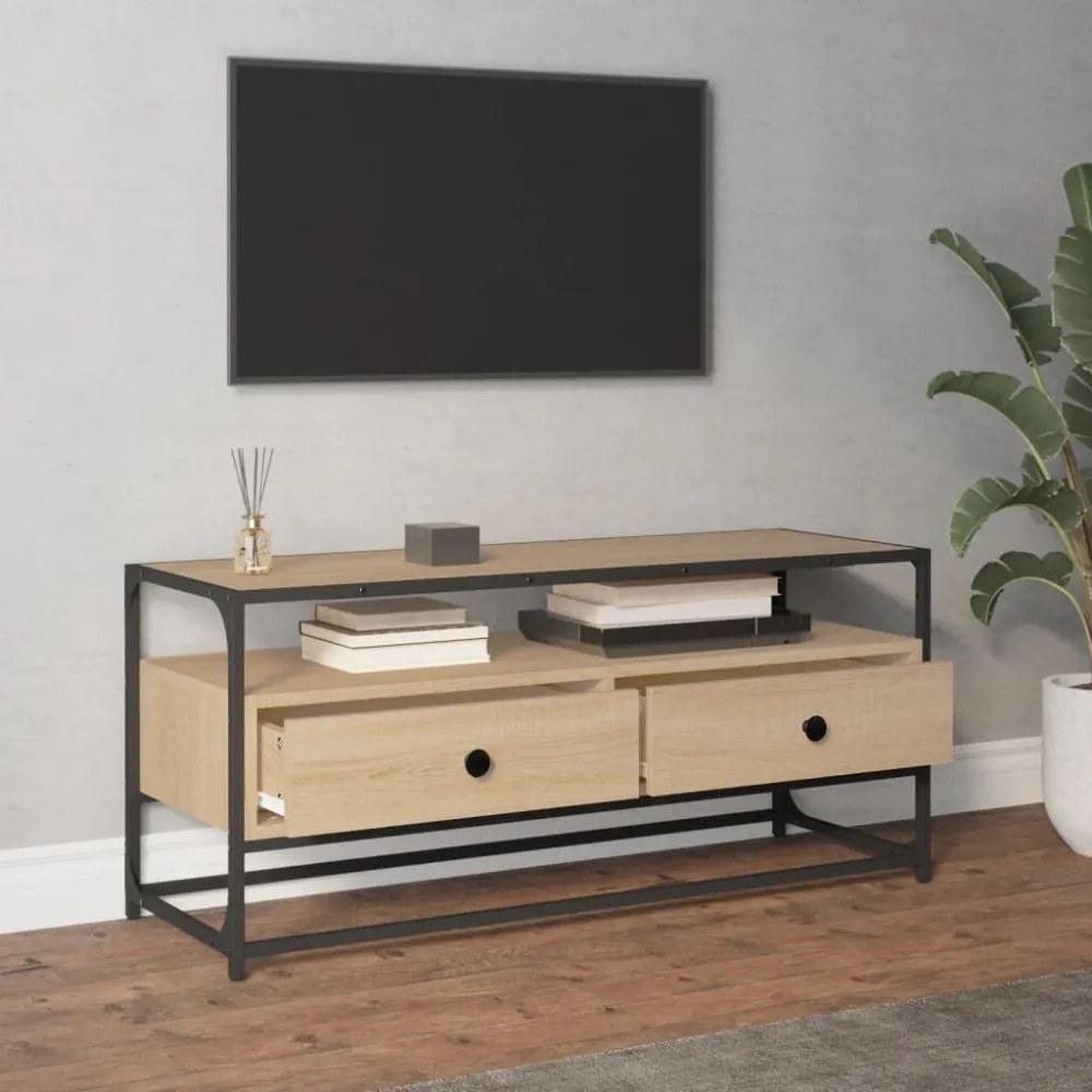 sonoma tölgy színű szerelt fa TV-szekrény 100 x 35 x 45 cm
