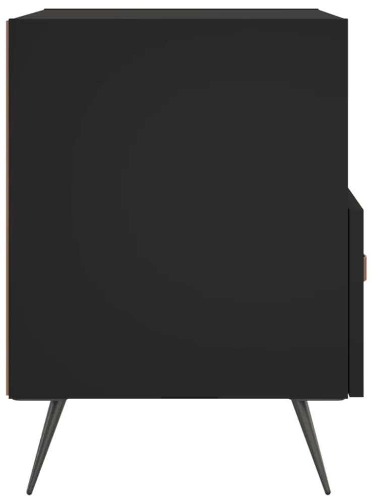 2 db fekete szerelt fa és vas éjjeliszekrény 40 x 35 x 47,5 cm