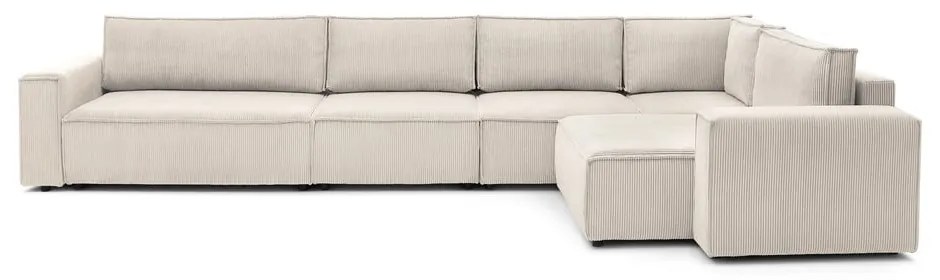 Krémszínű kordbársony sarokkanapé (jobb oldali) Nihad modular – Bobochic Paris