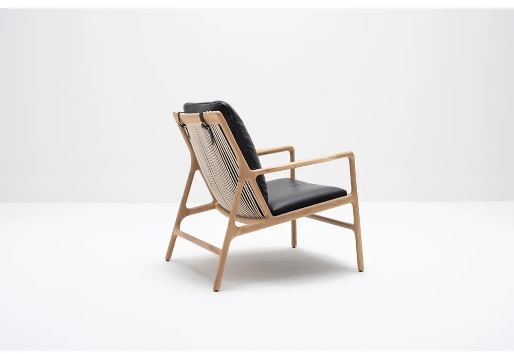 Fekete-natúr színű bőr fotel Dedo – Gazzda