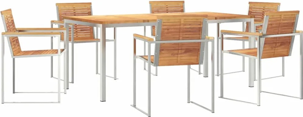 vidaXL Kert étkező szett 7 pcs Barna Tömör Teakfa