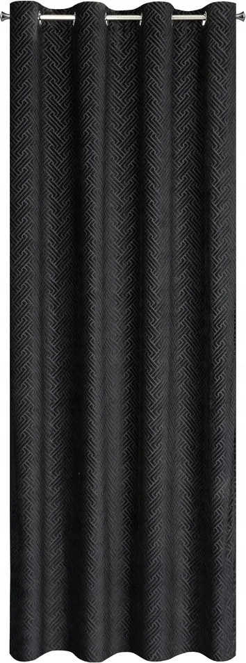 Bársony függöny 140X250 fekete, geometrikus mintás karika