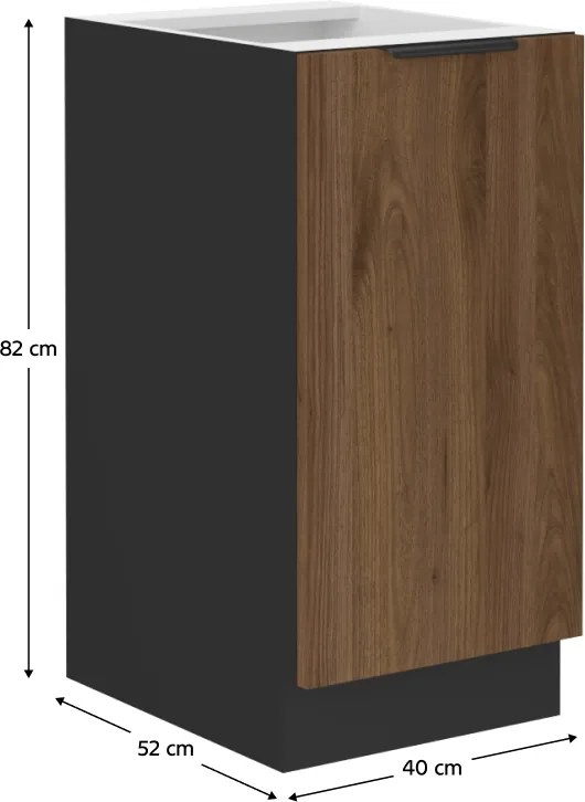 Alsó szekrény, okapi dió/fekete, MENZO 40 D 1F BB