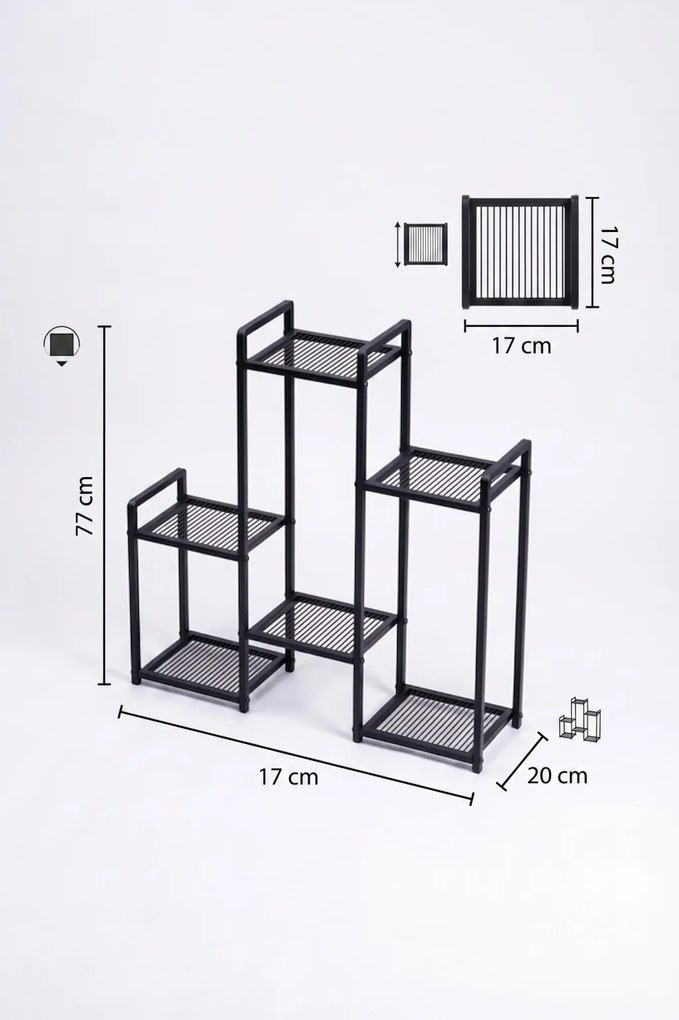 Stira fém virágállvány, fekete, 67 cm
