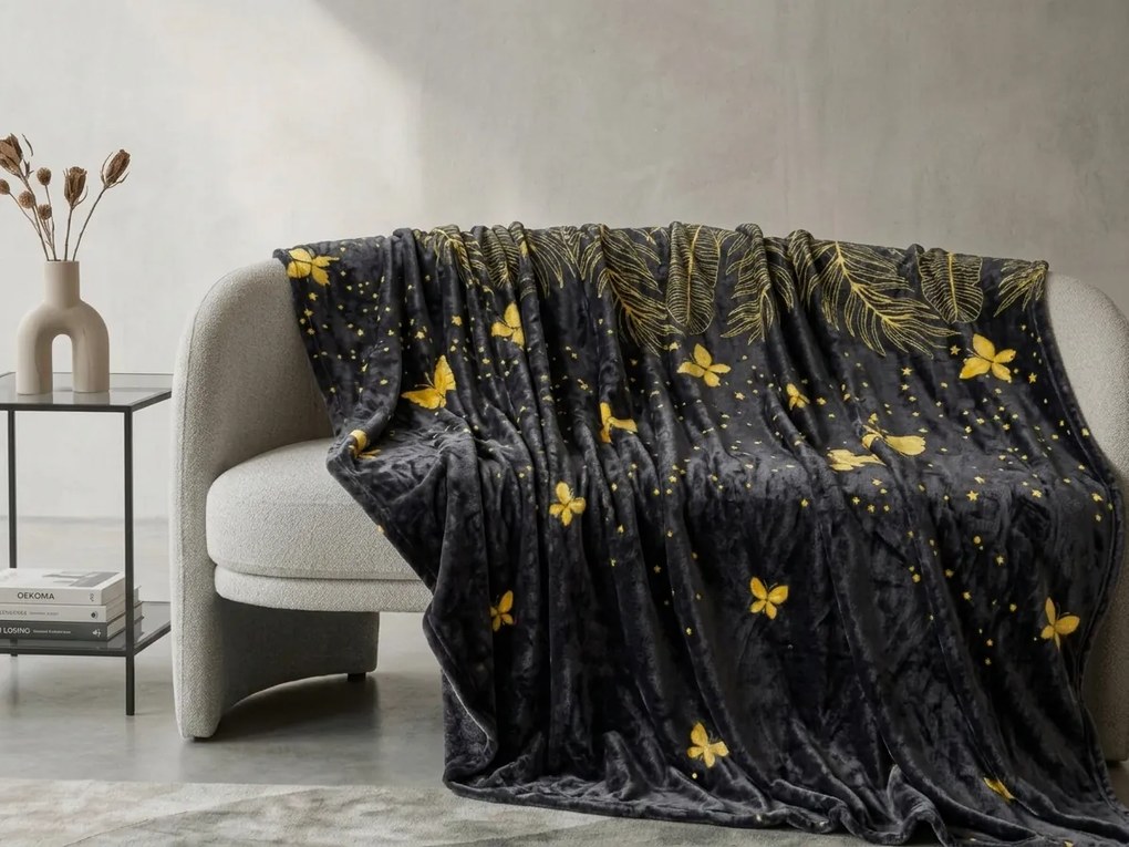 Mikroplüss takaró VISATA, fekete Méret: 160 x 200 cm