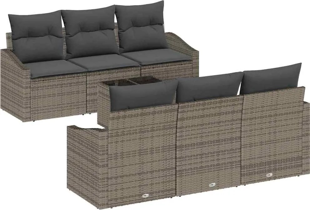 vidaXL Kanapé Szett párnával párnával 7 pcs Szürke polirattan