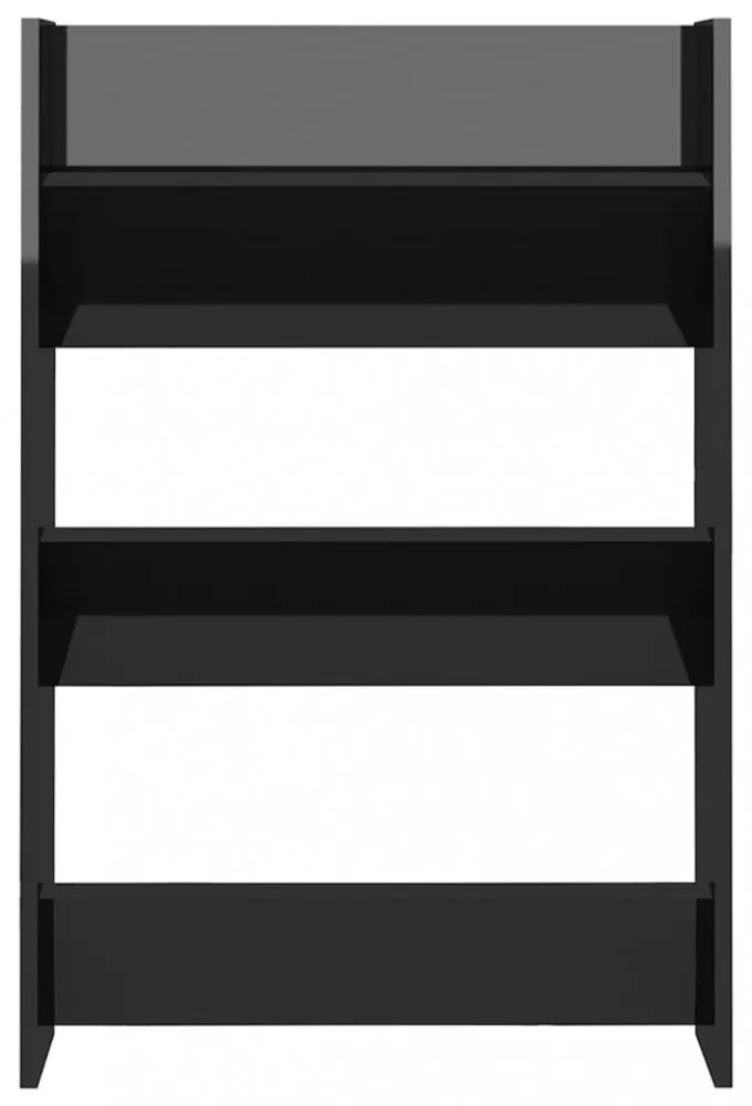 2 db magasfényű fekete szerelt fa fali cipősszekrény 60x18x90cm