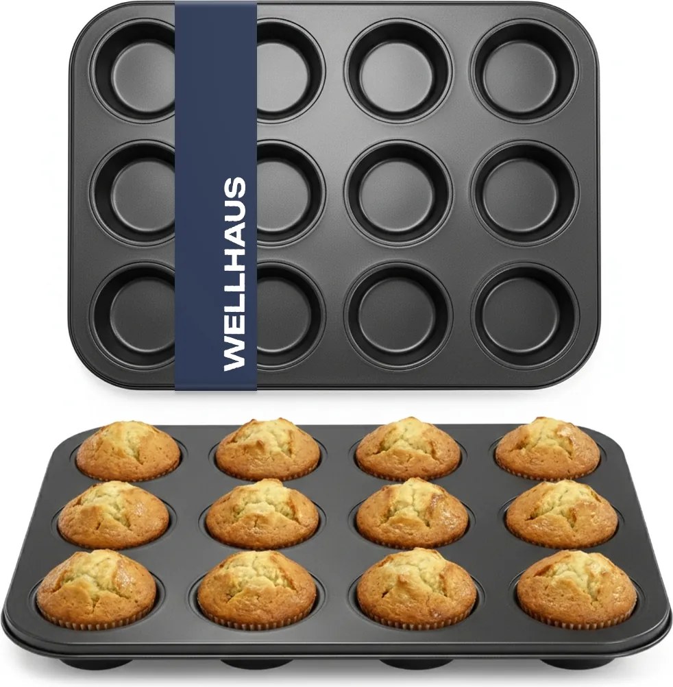 Muffin Sütőforma 12 Muffinhoz Nonstick Acél Tepsi Wellhaus