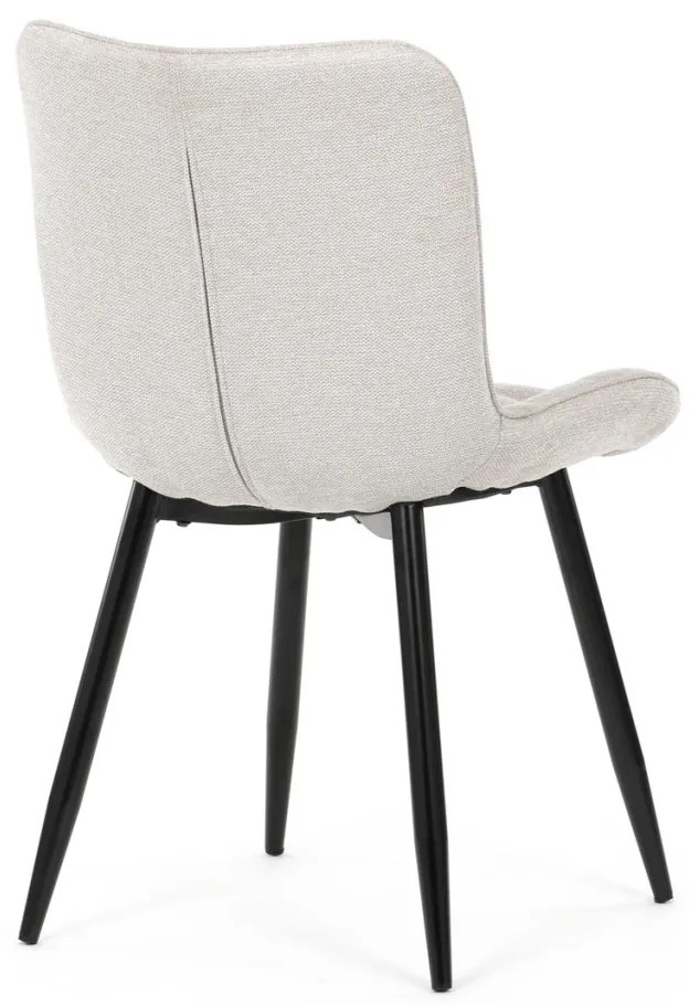 Scaun de sufragerie, material bej, picioare metalice negre