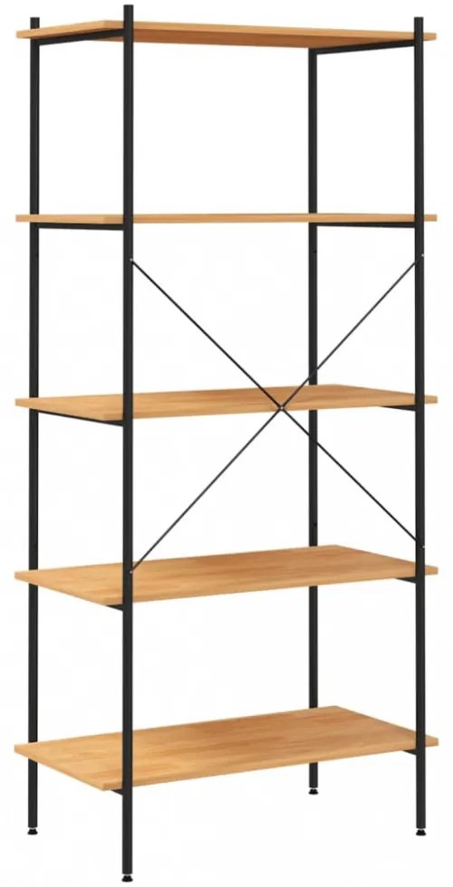 5 szintes polcrendszer fekete és tölgy 80x40x163 cm