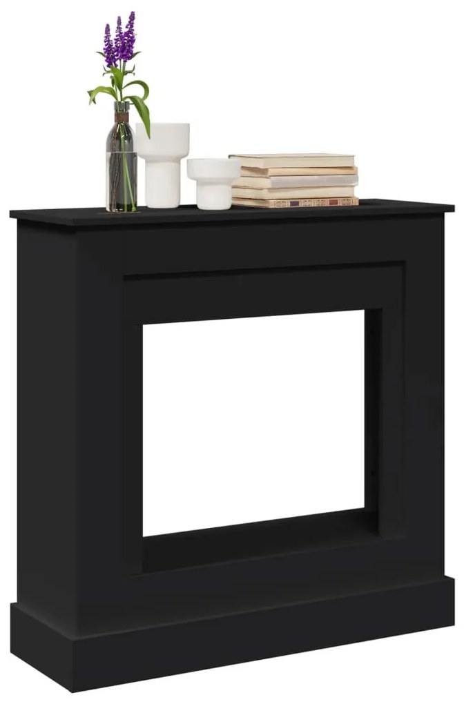 fekete szerelt fa kandallóburkolat 90 x 30 x 90 cm
