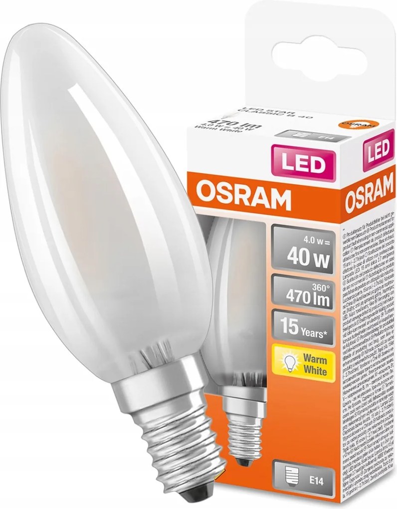 Led izzó Gyertya E14 4W 2700K Filament Osram