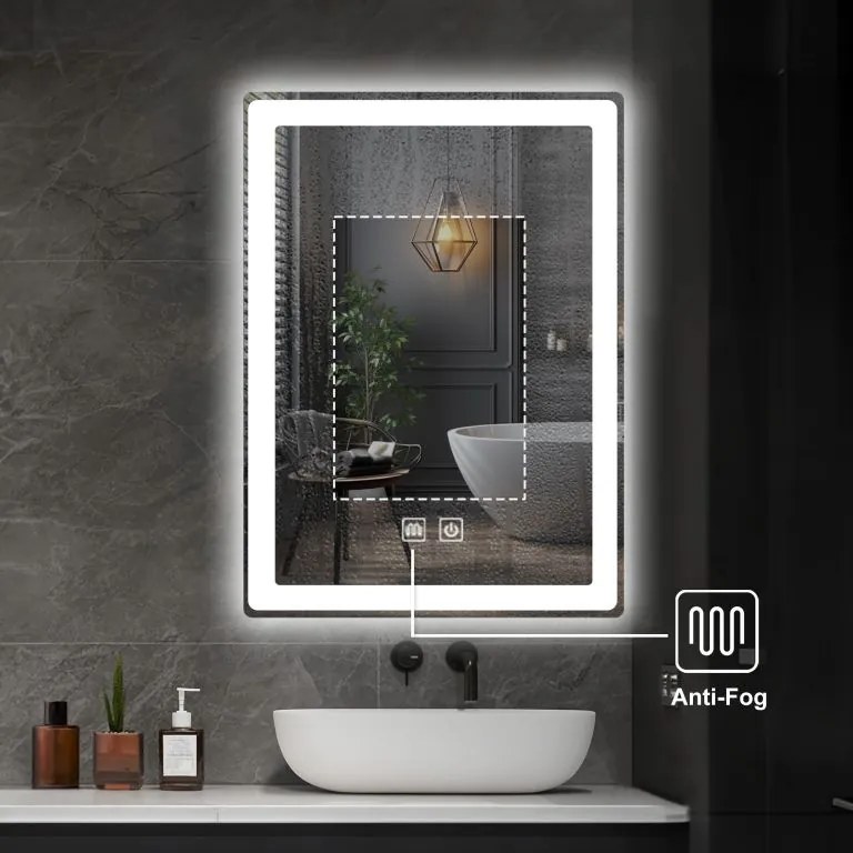 IREDA Fürdőszobatükör LED világítással 80 x 60 cm