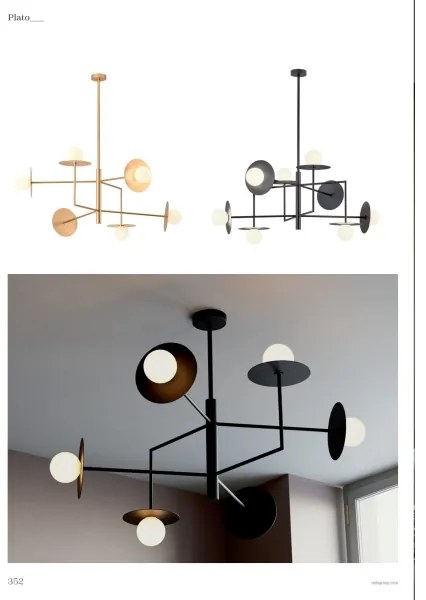 Redo 01-2734 - Csillár rúdon PLATO 6xG9/10W/230V fekete