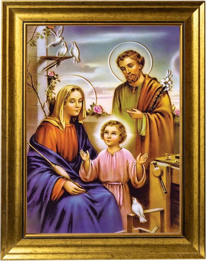 Szent Család Szakrális Kép Arany Díszkeretben 30X40