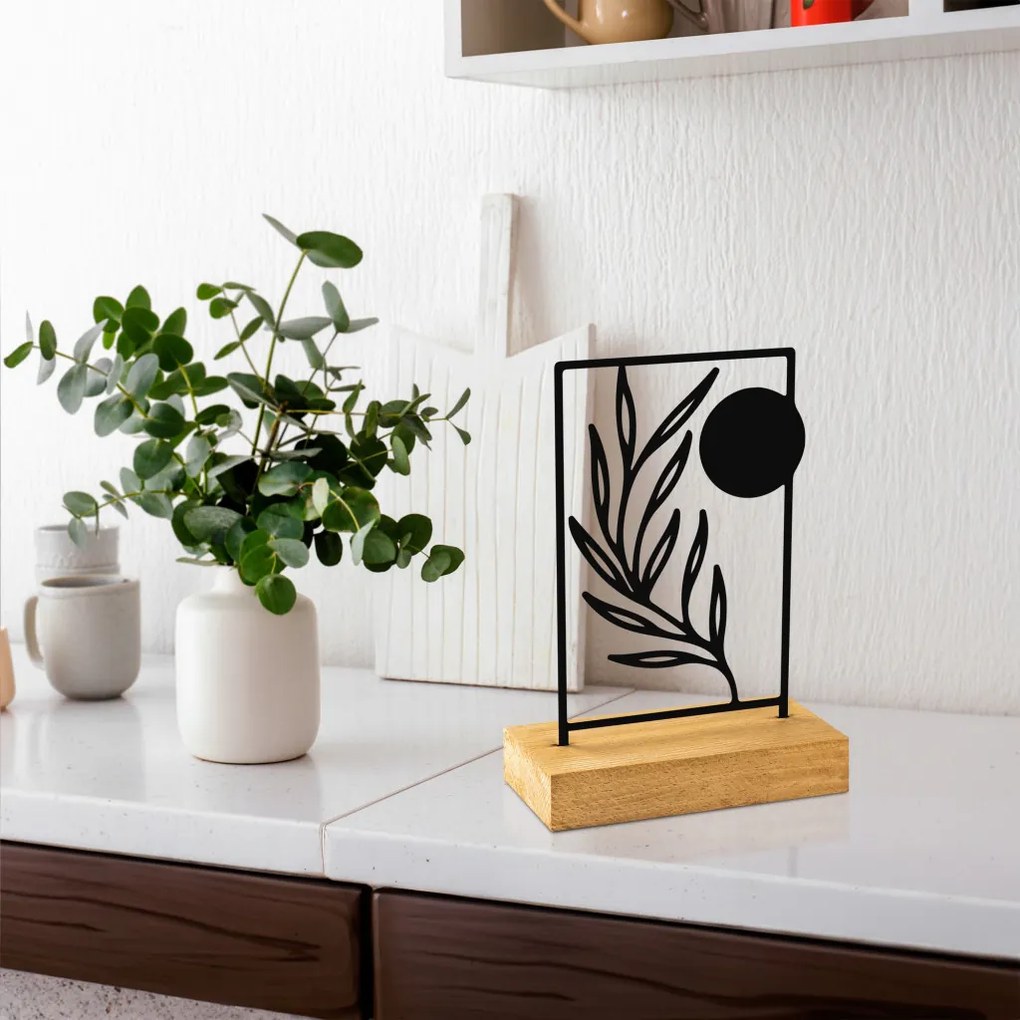 Sunrise fém dísztárgy, fekete, 24×8 cm