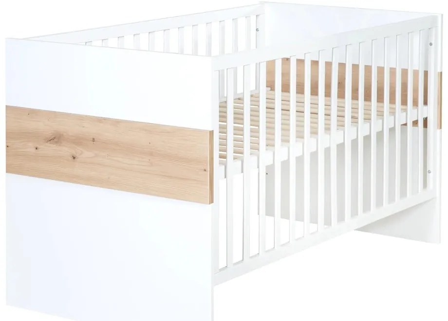 Fehér-natúr színű babaágy 70x140 cm Lion – Roba