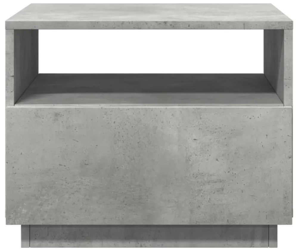 betonszürke dohányzóasztal LED-lámpákkal 50x49x40 cm