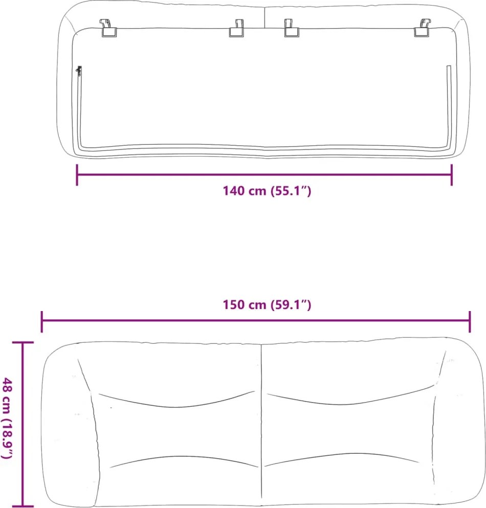 krémszínű szövet fejtámla párna Hvar 140 cm