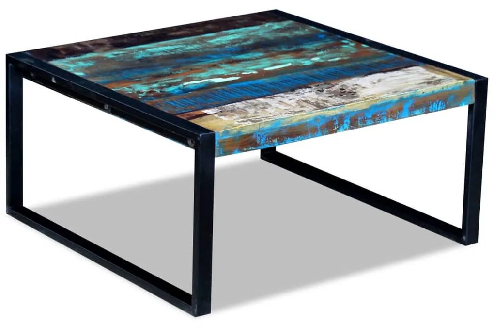 Tömör újrahasznosított fa dohányzóasztal 80 x 80 x 40 cm