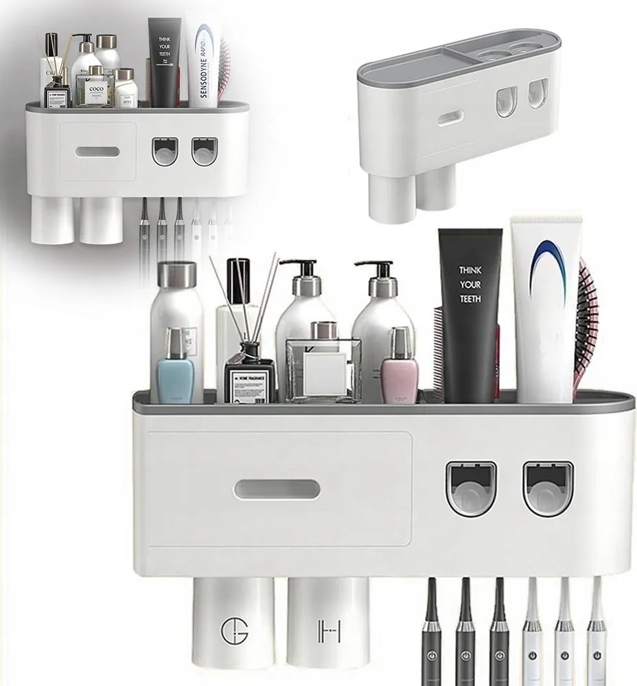 Fogkefe Tartó Falra Szerelhető, Fogkrém Adagolóval
