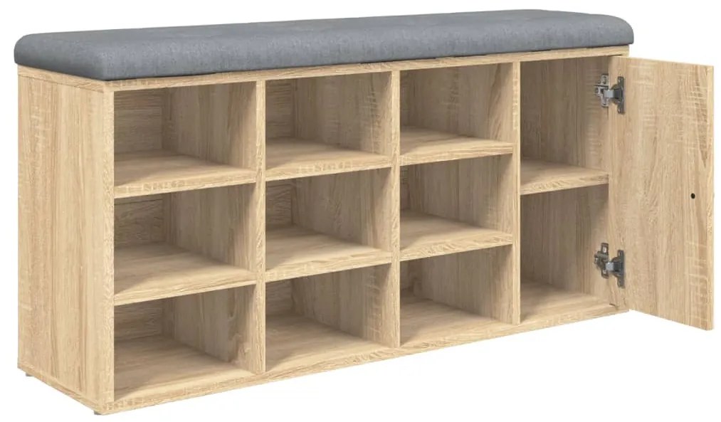 sonoma tölgy színű szerelt fa cipőtároló pad 102 x 32 x 50 cm